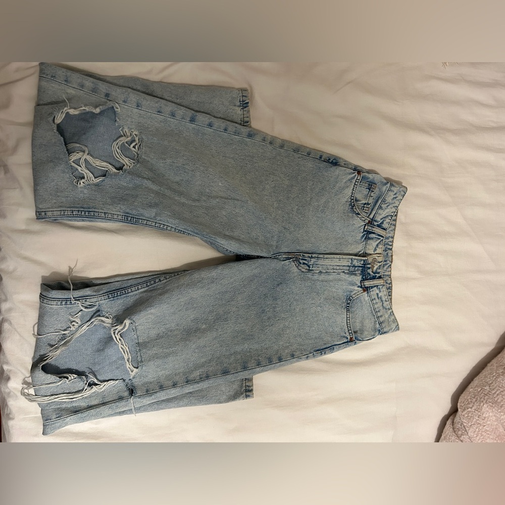 H&M divided ripped high rise jeans